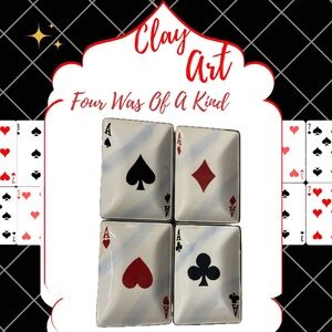 Clay Art Four Of A Kind Ceramic Appetizer/ Trinket Dishes (4)